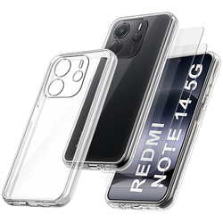 Etui do Xiaomi Redmi Note 14 5G WZMACNIANE 360° CLEAR CASE + 2x SZKŁO HARTOWANE