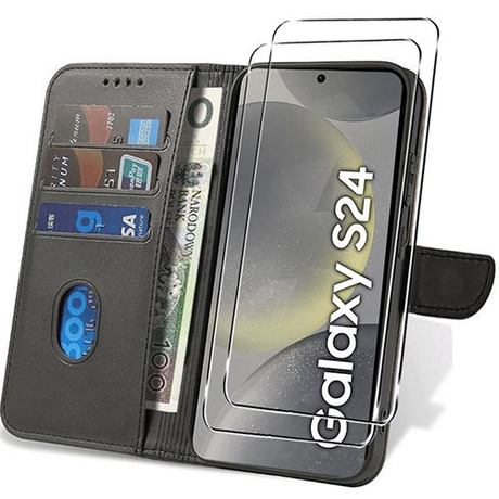 Etui do Samsung Galaxy S24 SKÓRZANE SKIN + 2x SZKŁO