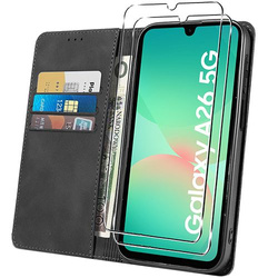 Etui do Samsung Galaxy A26 5G Skórzane Magnetyczne + 2x SZKŁO HARTOWANE 9H