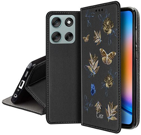 Etui SKÓRZANE do Motorola Moto G56 5G wzory PORTFEL + SZKŁO