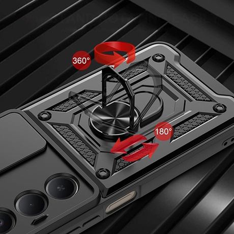 Etui do Xiaomi Redmi 15 4G / 5G SLIDE RING CASE PANCERNE + 2x SZKŁO HARTOWANE