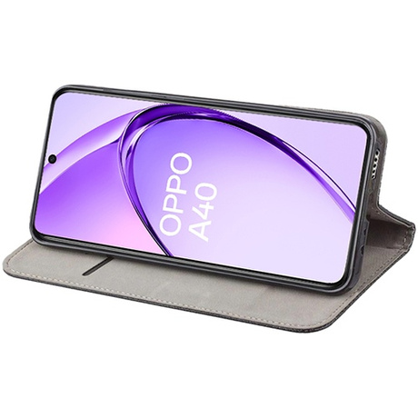 Etui do Oppo A40 / A40m skórzane magnetyczne z klapką + 2x SZKŁO HARTOWANE
