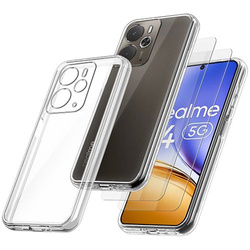 Etui do Realme 14 5G / Realme 14T 5G WZMACNIANE 360° CLEAR CASE + 2x SZKŁO HARTOWANE