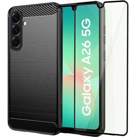 ETUI PANCERNE KARBON do Samsung Galaxy A26 5G + SZKŁO 5D