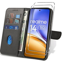 Etui do Realme 14 5G / 14T 5G SKÓRZANE SKIN + 2x SZKŁO HARTOWANE 9H