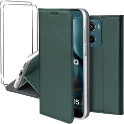 Etui do Motorola Moto G05 / E15 skórzane magnetyczne z klapką + 2x SZKŁO HARTOWANE