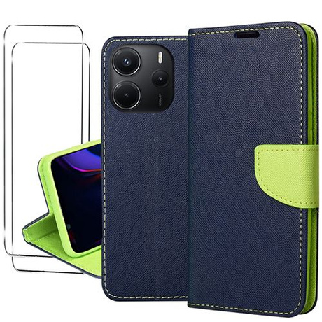 ETUI do Xiaomi Redmi Note 14 5G PORTFEL CASE Z ZAPINKĄ + 2x SZKŁO SZYBKA 9H