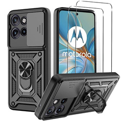 Etui do Motorola Moto G75 5G SLIDE RING CASE PANCERNE + 2X SZKŁO HARTOWANE