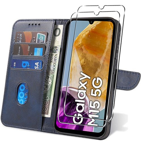 Etui do Samsung Galaxy M15 5G SKÓRZANE SKIN + 2x SZKŁO 9H