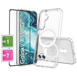 ETUI do Samsung Galaxy A55 5G MagSafe Silicone Case + SZKŁO HARTOWANE 5D na cały ekran
