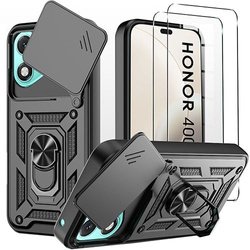 Etui do Honor 400 Lite SLIDE RING CASE PANCERNE + 2x SZKŁO HARTOWANE