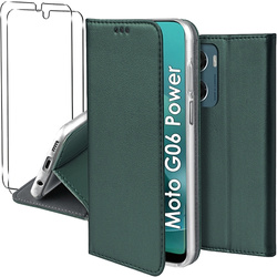 Etui do Motorola Moto G06 / G06 Power skórzane magnetyczne z klapką + 2x SZKŁO HARTOWANE