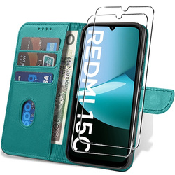 Etui do Xiaomi Redmi 15C 4G / 5G SKÓRZANE SKIN + 2x SZKŁO HARTOWANE 9H