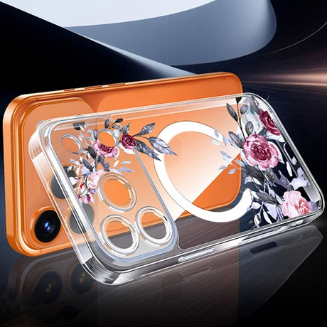 Etui do iPhone 17 Pro DO MAGSAFE wzory FLOWER MAGNETIC CASE + SZKŁO