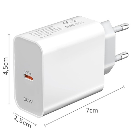 SZYBKA ŁADOWARKA SIECIOWA PD USB-C 30W 3A QC + KABEL USB-C 3M metry