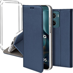 Etui do Motorola Moto G05 / E15 skórzane magnetyczne z klapką + 2x SZKŁO HARTOWANE