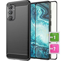 ETUI PANCERNE KARBON do Samsung Galaxy M55 5G + SZKŁO 5D