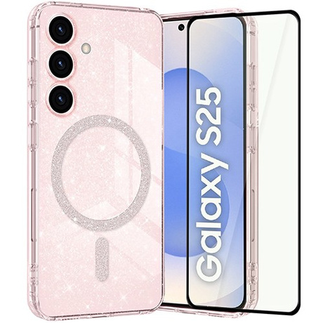 Etui do Samsung Galaxy S25 5G do Magsafe Clear Shine  + SZKŁO HARTOWANE 5D