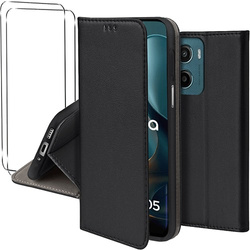 Etui do Motorola Moto G05 / E15 skórzane magnetyczne z klapką + 2x SZKŁO HARTOWANE