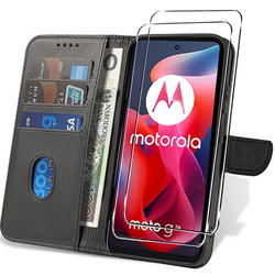 Etui do Motorola Moto E14 / G04 / G24 / G24 Power SKÓRZANE SKIN + 2X SZKŁO HARTOWANE