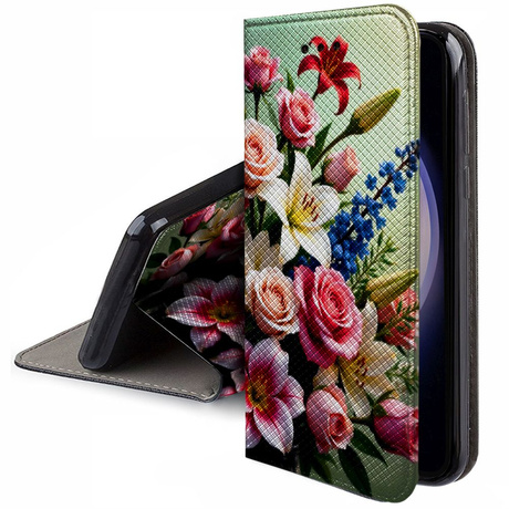 Etui z klapką do Oppo A79 5G portfel WZORY z magnesem CASE + SZKŁO 9H