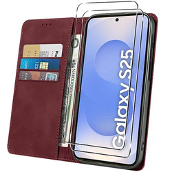 Etui do Samsung Galaxy S25 Skórzane Magnetyczne + 2x SZKŁO HARTOWANE 9H