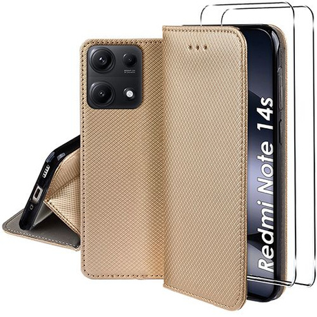 Etui do Xiaomi Redmi Note 14s SMART MAGNET CASE + 2X SZKŁO HARTOWANE