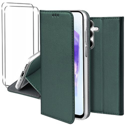 Etui do Samsung Galaxy A55 5G skórzane magnetyczne z klapką + 2X SZKŁO