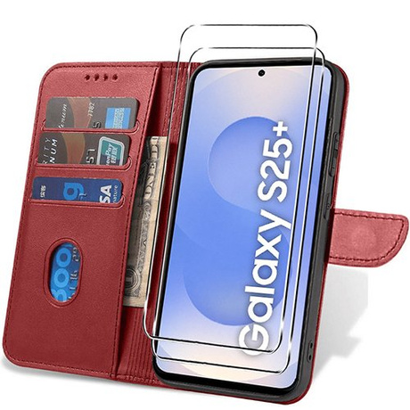 Etui do Samsung Galaxy S25 Plus 5G SKÓRZANE SKIN + 2x SZKŁO HARTOWANE 9H