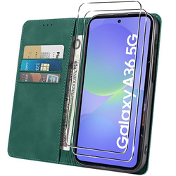 Etui do Samsung Galaxy A36 5G Skórzane Magnetyczne + 2x SZKŁO HARTOWANE 9H