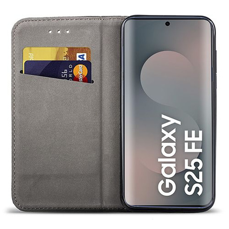 Etui do Samsung Galaxy S25 FE skórzane magnetyczne z klapką + SZKŁO HARTOWANE
