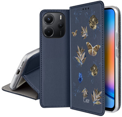 Etui SKÓRZANE do Xiaomi Redmi Note 14 4G wzory PORTFEL + SZKŁO