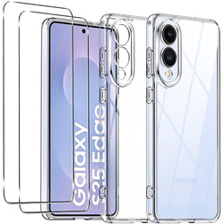 Etui do Samsung Galaxy S25 Edge WZMACNIANE 360° CLEAR CASE + 2x SZKŁO HARTOWANE