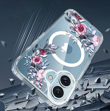 Etui do iPhone 16 MAGSAFE FLOWER wzory + SZKŁO