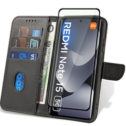 Etui do Xiaomi Redmi Note 15 5G SKÓRZANE SKIN + 5D SZKŁO HARTOWANE