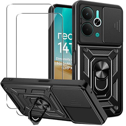 Etui do Realme 14 5G / 14T 5G SLIDE RING CASE PANCERNE + 2x SZKŁO HARTOWANE