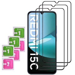 3x SZKŁO HARTOWANE 9D na cały ekran do Xiaomi Redmi 15C 4G / 5G /  Poco C85
