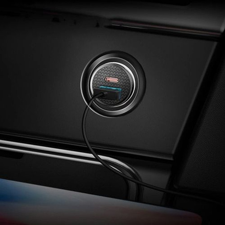 BASEUS ŁADOWARKA SAMOCHODOWA USB USB-C SZYBKIE ŁADOWANIE 30W PD QC SCP LED