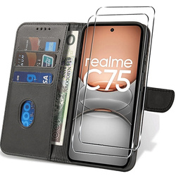 Etui do Realme C75 / Realme 14X 5G SKÓRZANE SKIN + 2x SZKŁO HARTOWANE 9H