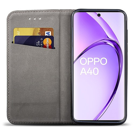 Etui do Oppo A40 / A40m skórzane magnetyczne z klapką + 2x SZKŁO HARTOWANE