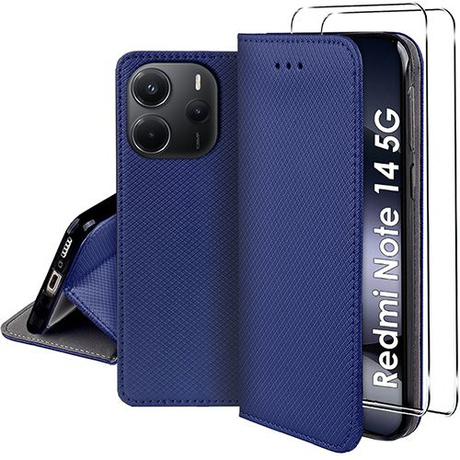 Etui do Xiaomi Redmi Note 14 5G SMART MAGNET CASE + 2x SZKŁO HARTOWANE