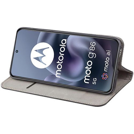 Etui SKÓRZANE do Motorola Moto G86 5G / G86 Power 5G wzory PORTFEL + SZKŁO