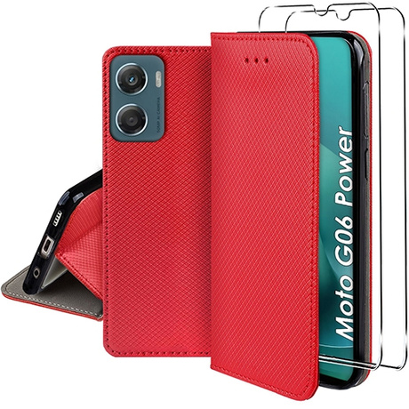 Etui z klapką do Motorola Moto G06 / G06 Power SMART MAGNET CASE + 2X SZKŁO HARTOWANE
