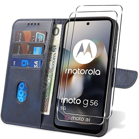 Etui do Motorola Moto G56 5G SKÓRZANE SKIN + 2x SZKŁO HARTOWANE 9H