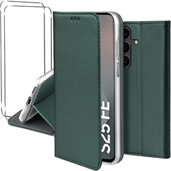 Etui do Samsung Galaxy S25 FE skórzane magnetyczne z klapką + SZKŁO HARTOWANE