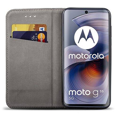 Etui SKÓRZANE do Motorola Moto G55 5G wzory PORTFEL + SZKŁO