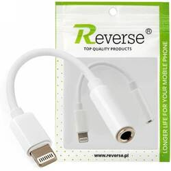Adapter do apple iPhone Lightning mini jack 3,5mm przejściówka biały