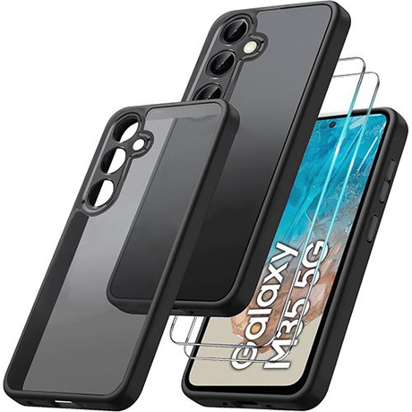 Etui do SAMSUNG GALAXY M35 5G WZMACNIANE MATOWE CASE 360° + 2x SZKŁO