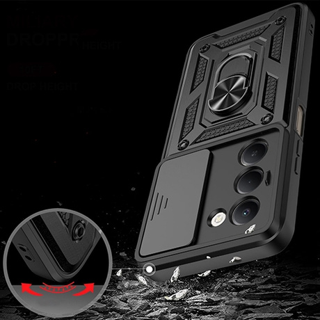 Etui do Xiaomi Redmi 15 4G / 5G SLIDE RING CASE PANCERNE + 2x SZKŁO HARTOWANE