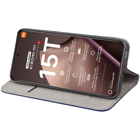 Etui z klapką do Xiaomi 15T SMART MAGNET CASE + 2X SZKŁO HARTOWANE